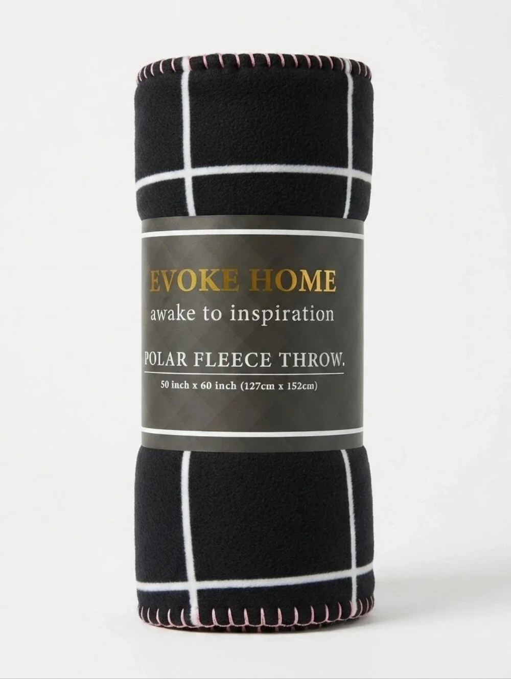 NWT Evoke Home Black White Polar Fleece Throw Blanket 50x60